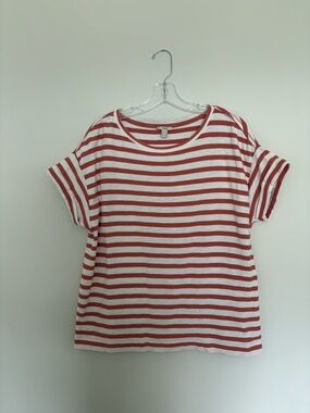 Esprit Red White Striped Tee Size L Mint Condition